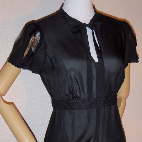 Silk & Lace Neck-tie Tunic or Mini Dress - Picture 3 of 6